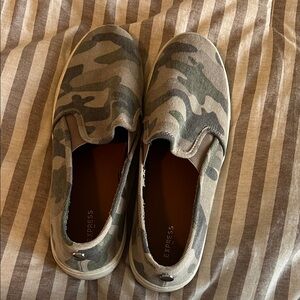 Express Green Camouflage Slip-On Shoes